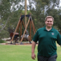 John discovered the trebuchet at Wirra Wirra. Legend has it the original winemaker used to overindulge and proceed to launch barrels of wine onto the neighbor's land.